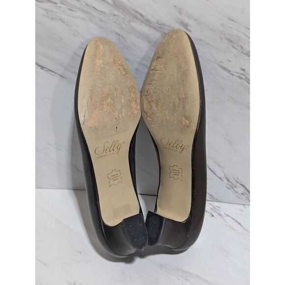 Selby Women's Bronze Leather Almond Toe Slip On Pump 1 3/4" Heels Size 9 - Picture 5 of 9